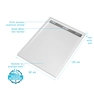 Receveur en acrylique Blanc 90x120x4 cm - Grille Linéaire Chrome - WHITENESS II