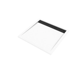 Receveur en acrylique Blanc 90x90x4 cm + Grilles Linéaires Chrome et Noire - WHITENESS II