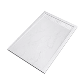 Receveur en acrylique Blanc Effet Pierre 80x120x4 cm + Grilles Linéaires Chrome et Blanche - MOON