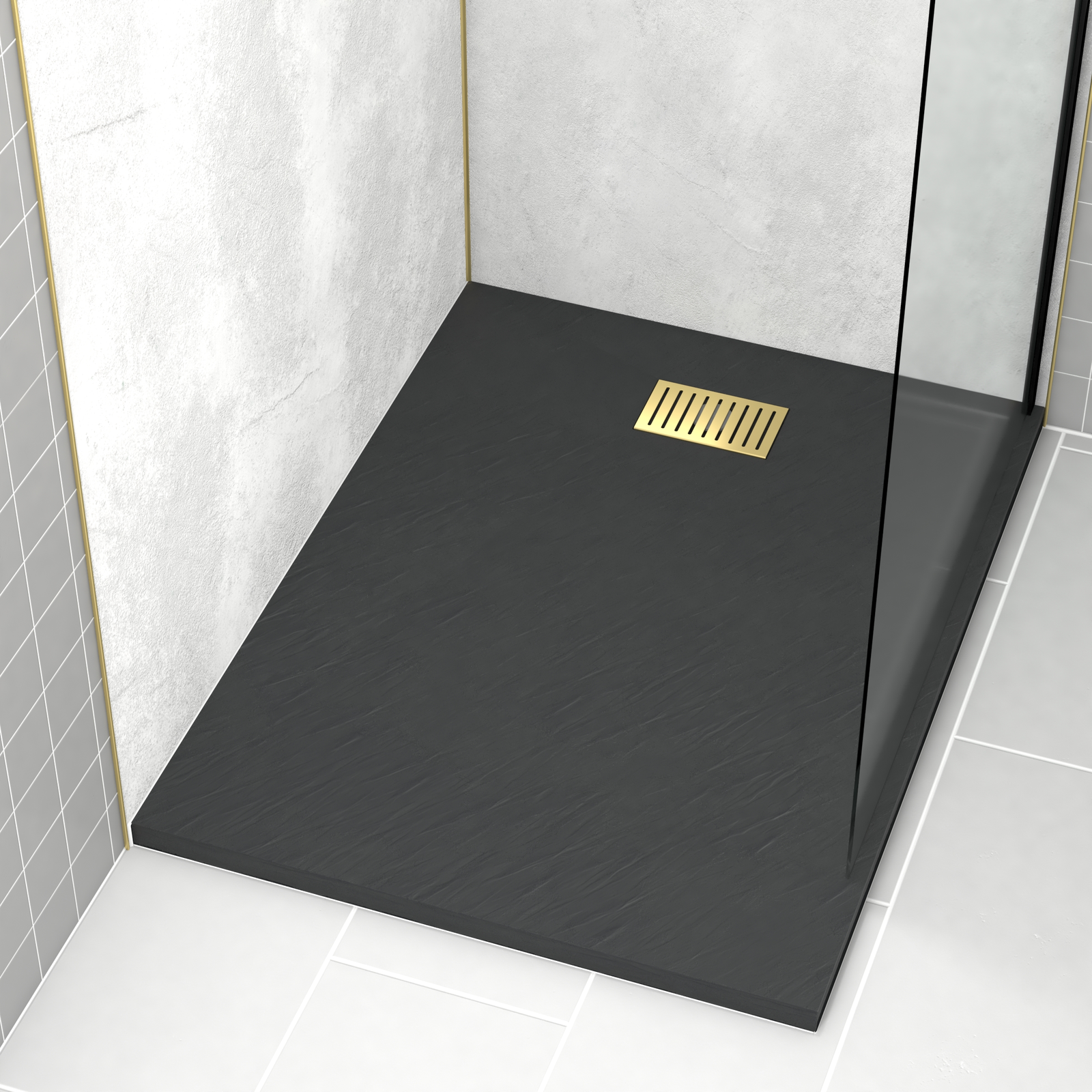 RECEVEUR STONE 2 NOIR EN SMC 120X90 + GRILLE LINEAIRE OR RECEVEUR STONE 2 NOIR EN SMC 120X90 + GRILLE LINEAIRE OR