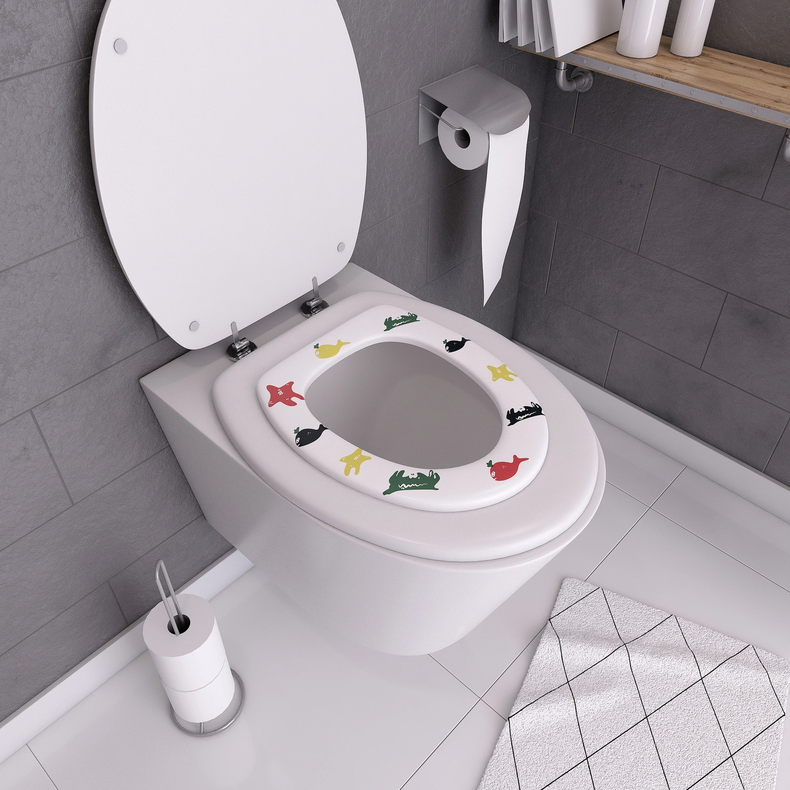 Réducteur abattant de toilettes pour enfant 26.5x28.5 - FUNNY SEA Réducteur abattant de toilettes pour enfant 26.5x28.5 - FUNNY SEA