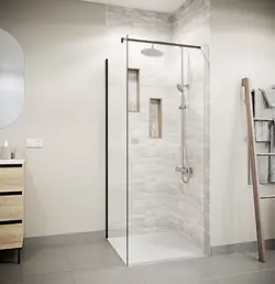 Retour pour Porte de Douche 80?195cm Verre Trempe 8mm Anticalcaire - Alu Noir - DARK ELEMENTARY
