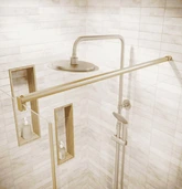 Retour pour Porte de Douche 80×195cm Verre Trempe 8mm Anticalcaire - Alu Or Brosse - GOLD ELEMENTARY