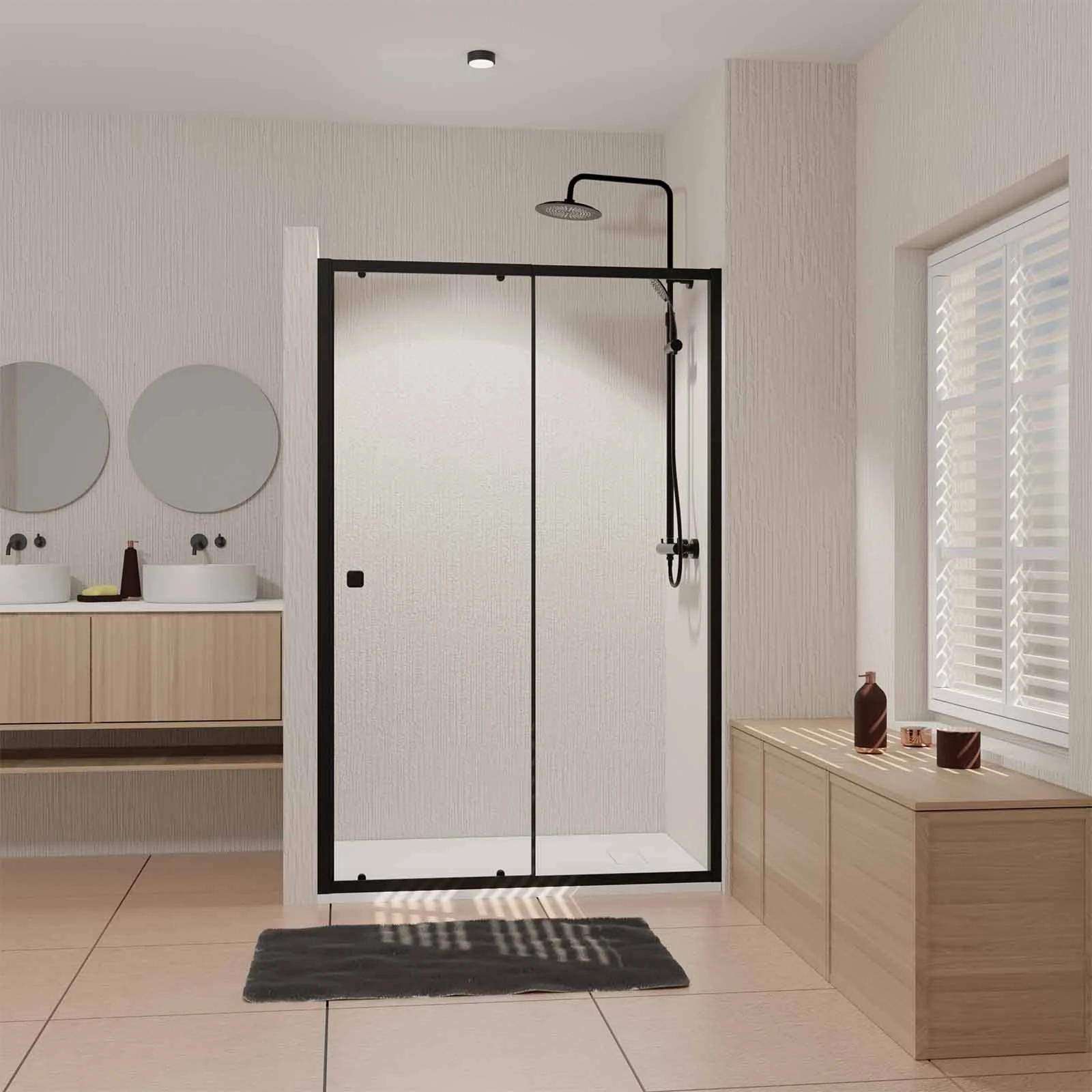 Paroi porte de douche Coulissante Noir 140x185cm - Extensible de 126.5 à 140.5 cm - BLACK SLIDE 120
