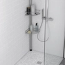 Valet de douche et baignoire télescopique Chromé - Pose en angle - 4 étagères - Tube Ø32