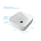 Vasque à poser Carrée en Céramique Blanche Mat Effet Marbre - 38x38x13 cm - WHITE MARBLE