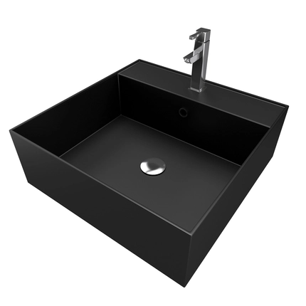 Vasque à poser carrée en céramique noire - 40x40x15cm - SQUARY DARK