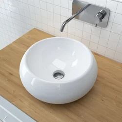 Vasque à poser en céramique blanche ronde - 40x15cm - POP BOWL