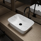 Vasque à poser Rectangle en Céramique Blanche Mat Effet Marbre - 45,5x32,5x13 cm - WHITE MARBLE