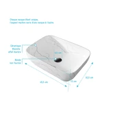 Vasque à poser Rectangle en Céramique Blanche Mat Effet Marbre - 45,5x32,5x13 cm - WHITE MARBLE