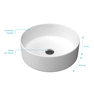 Vasque à poser ronde en céramique - diamètre 36cm - hauteur 11.5cm - POP ROUND