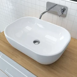 Vasque rectangle blanche en céramique à poser - 46x33x13.5cm - POP CRIB