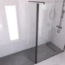 Volet pivotant 40cm pour douche a l'italienne - Verre transparent 6mm - Profile noir mat