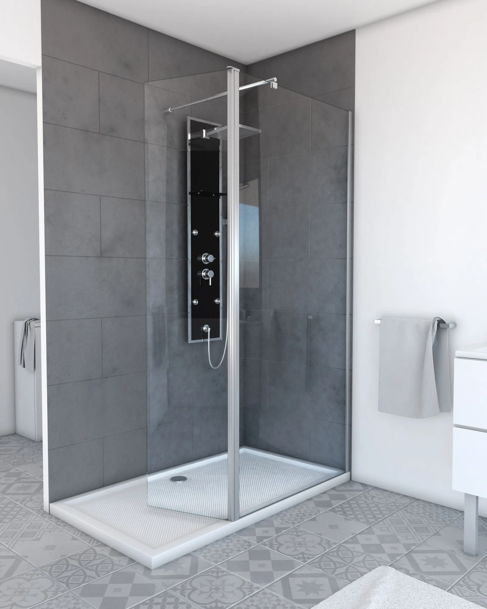 Volet pivotant pour paroi de douche a l'italienne transparent - 40x200cm VERRE TRANSPARENT 6mm