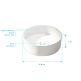 WHITE MATT CERAMIQUE WASHBASIN ROUND 35.5 / VASQUE A POSER BLANCHE MATE RONDE 35.5