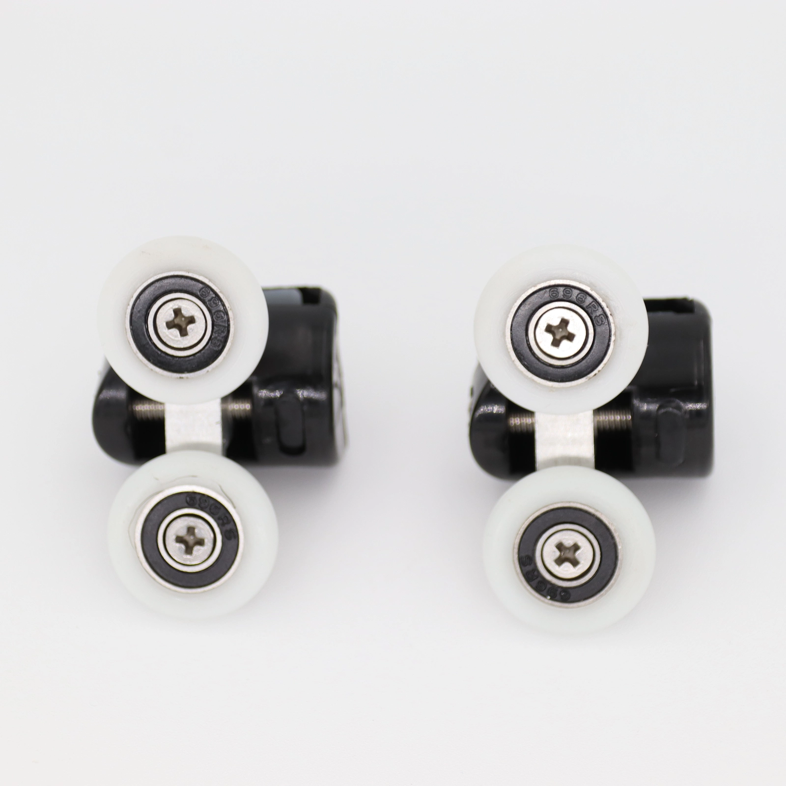 x2 - TOP BLACK DOUBLE WHEELS 23mm WITH BIG PLASTIC BODY x2 / ROULETTES HAUTES DOUBLES NOIRES 23mm AVEC CORPS PLASTIQUE x2